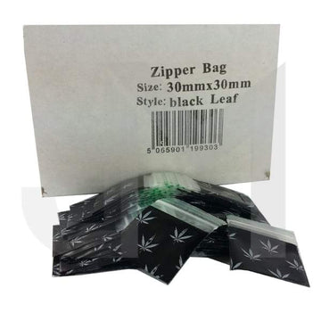 Sacos de folhas pretas com zíper de 30 mm x 30 mm