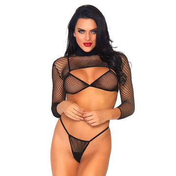 Sujetador, tanga y top de red Leg Avenue, tallas 6 a 12 del Reino Unido