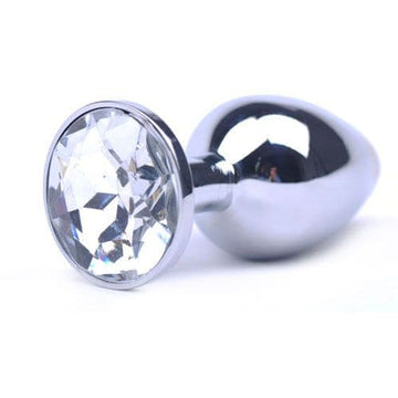 Plugue anal grande de metal com cristal transparente