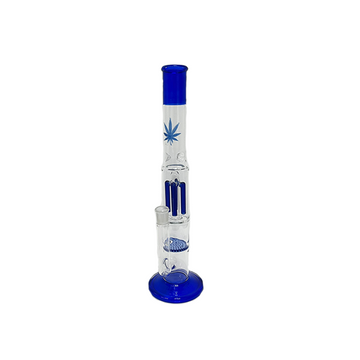 16" Large Cannabis Leaf Design Glass Bong - GB-89