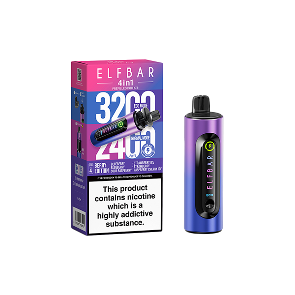 Kit de vapeo de cápsulas 4 en 1 Elf Bar de 20 mg, 3200 bocanadas