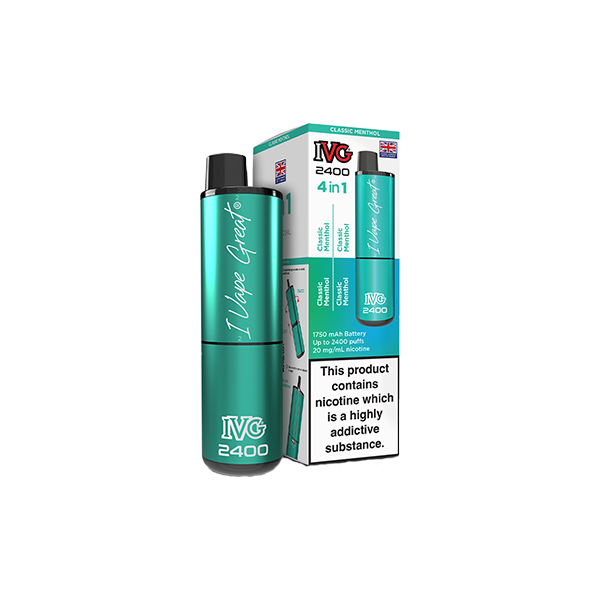 20mg IVG 2400 4 in 1 Pod Rechargeable Vape Kit 2400 Puffs