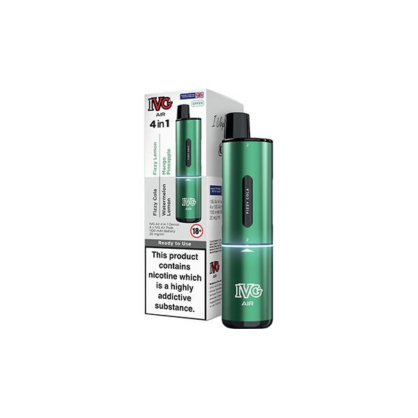 Kit de vapeo desechable recargable IVG Air 4 en 1 de 20 mg con 2400 bocanadas