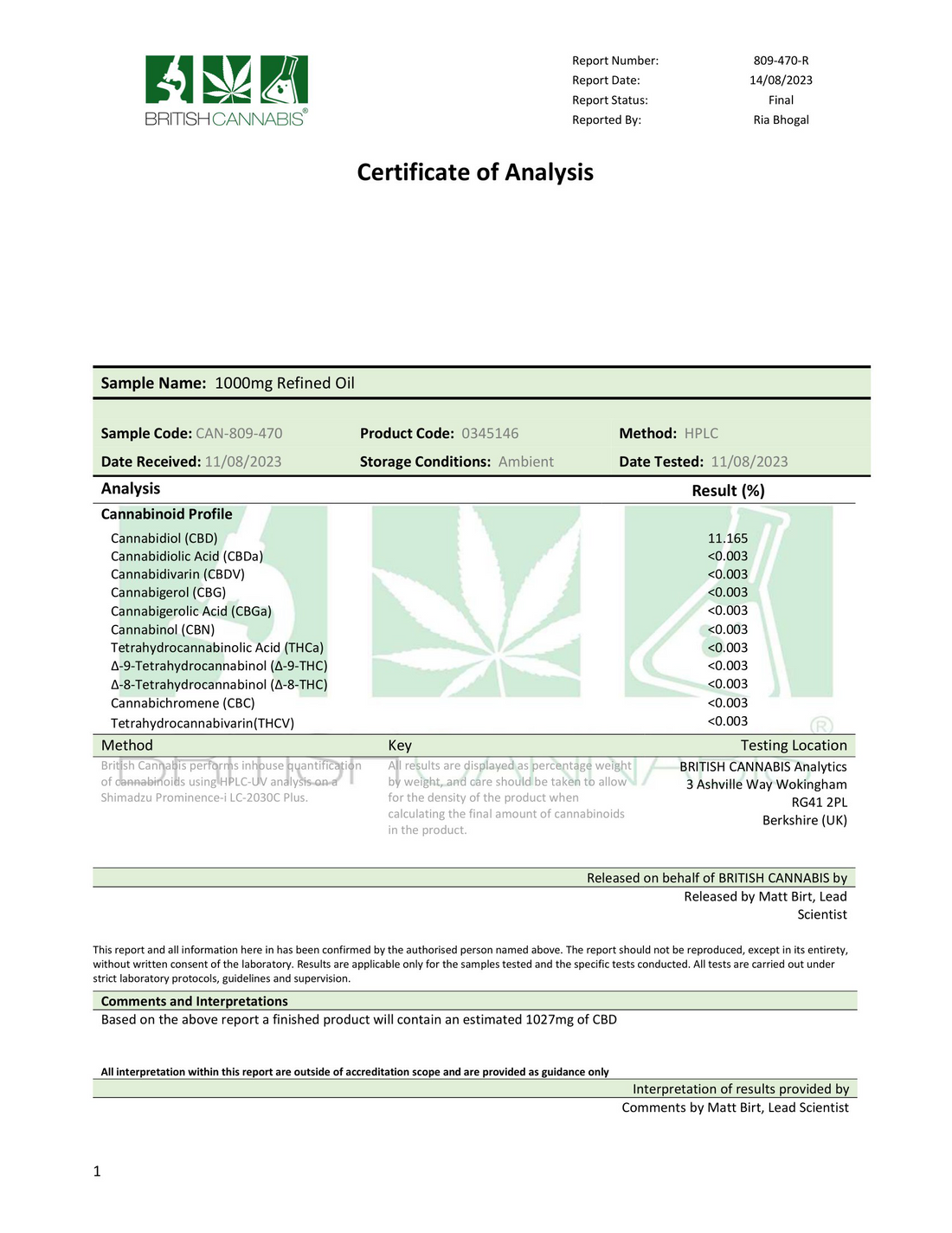 Hempura 1000mg CBD Broad Spectrum Oil com terpenos - 10ml