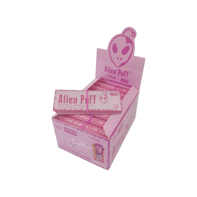 Alien Puff 1 1/4 Size Pink Papers & Tips with Elastic Band (HP2601)