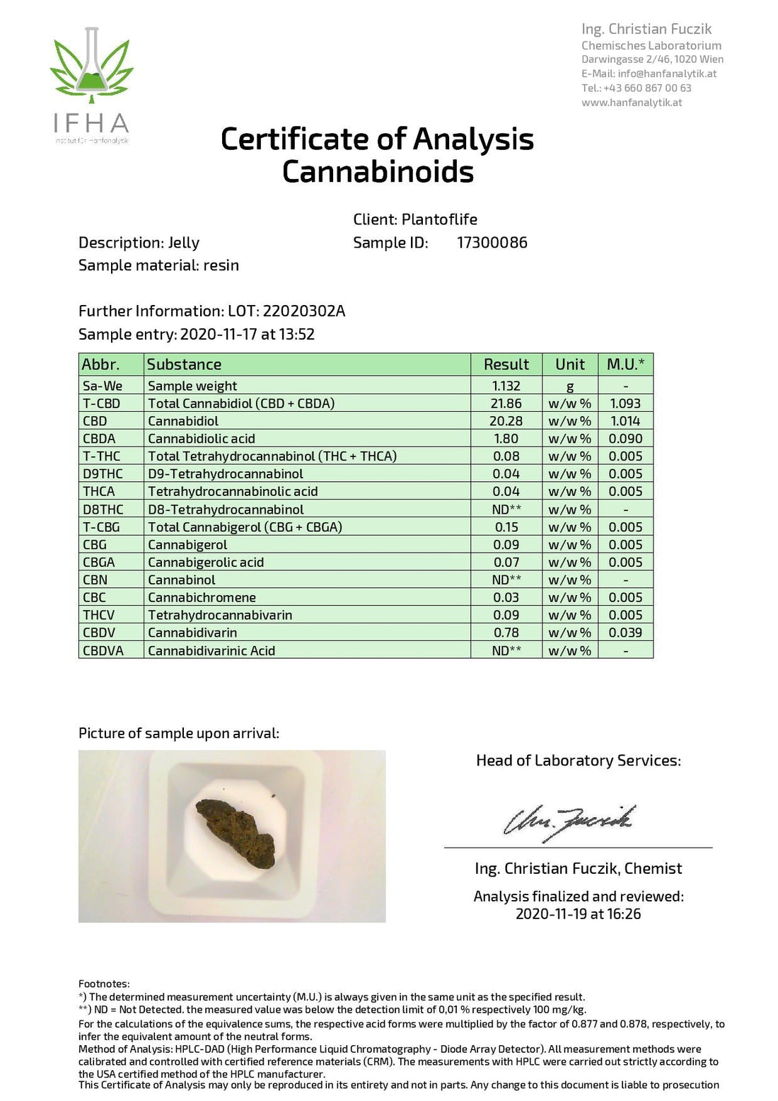 Cepas de Plant Of Life Jelly con 22 % de CBD 1 g - OG Kush