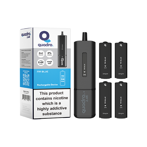 Kit de vapeo Quadro 2.4K Pod de 20 mg, serie Black, 2400 bocanadas