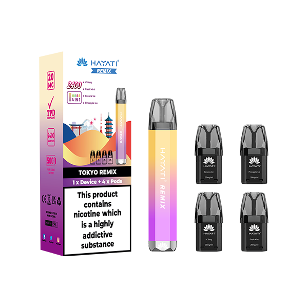Kit de 20 mg de Hayati Remix 4 en 1 2400 cápsulas 2400 inhalaciones