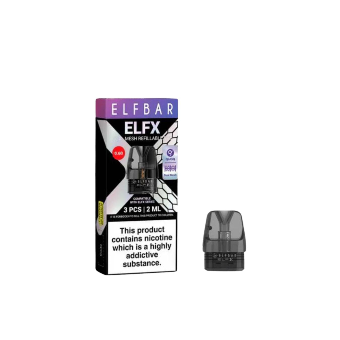 Elf Bar ELFX Pods recarregáveis ​​vazios 2ml - 3 unidades