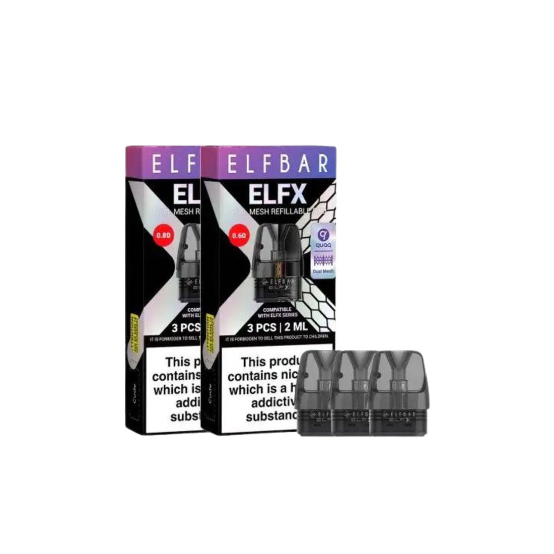 Elf Bar ELFX Pods recarregáveis ​​vazios 2ml - 3 unidades