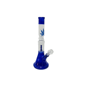 Bong de vidrio con percolador grande de 14" con diseños variados de hojas - GS1449 - GB93