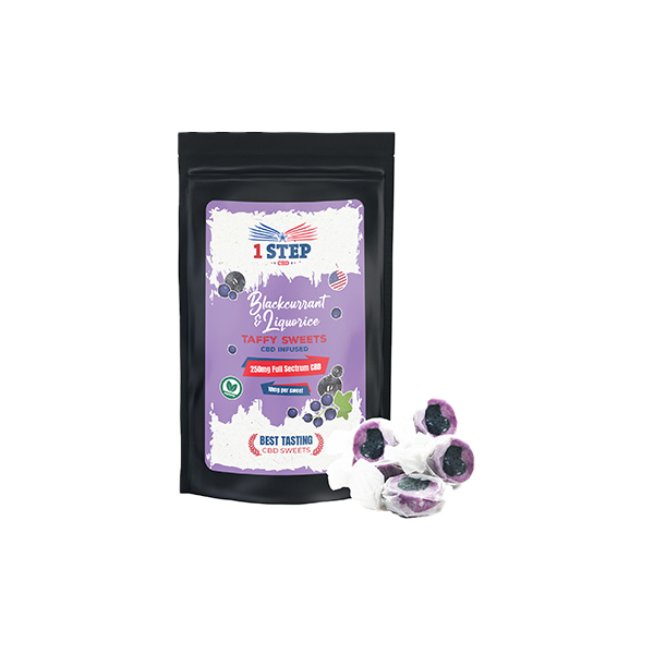 1 Step CBD 250mg Full Spectrum CBD Blackcurrant & Liquorice Taffy Grab Bag - 150g