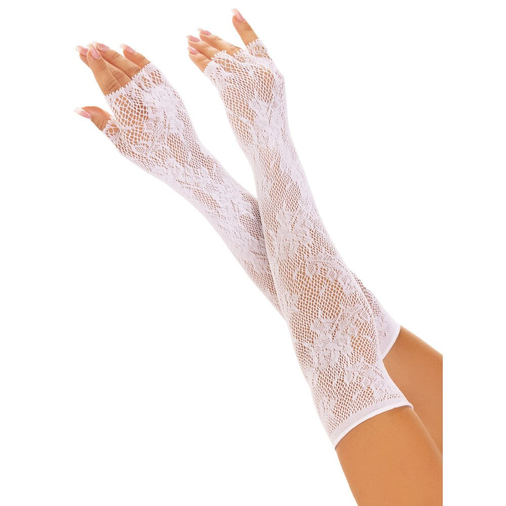 Luvas sem dedos Leg Ave Floral Net Branco