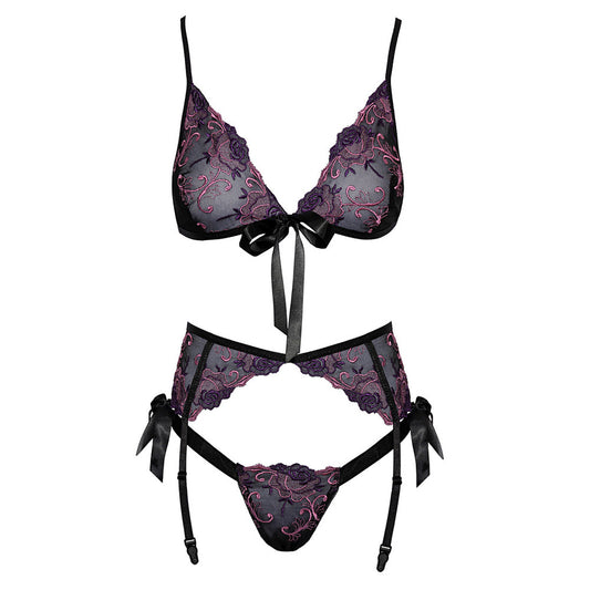 Kissable Embroidered Floral Bra Set Size: S/M