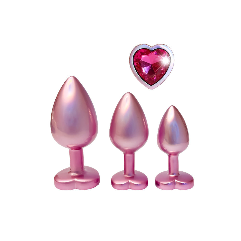 Conjunto de plugue anal rosa pérola brilhante Love