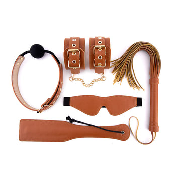 Conjunto Elite BDSM Cognac Couro Vegano