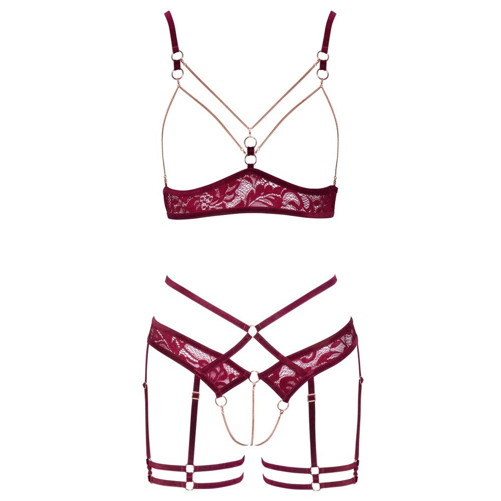 Abierta Fina Open Red Lace Set Size: Medium