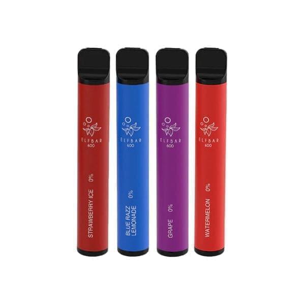 Cápsulas desechables para vapeo ELF Bar 600 de 0 mg, 600 bocanadas
