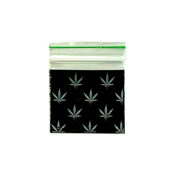 Bolsa con cremallera de 40 mm x 40 mm con forma de hoja negra