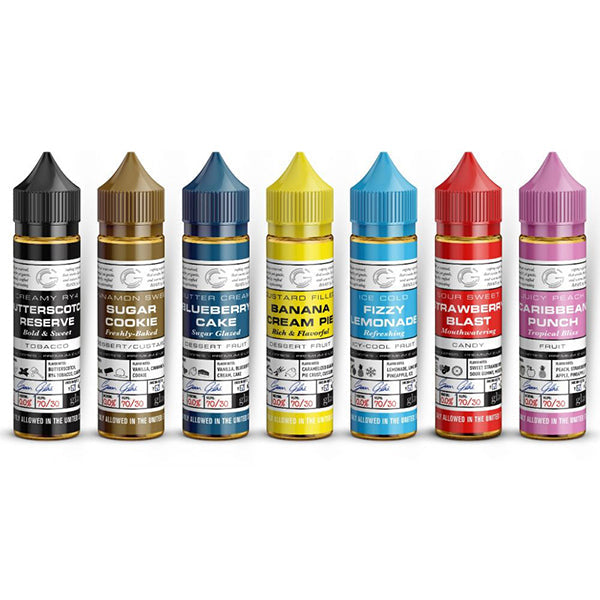 Serie Basix de vidrio de 0 mg, 50 ml, relleno corto (73 VG/27 PG)