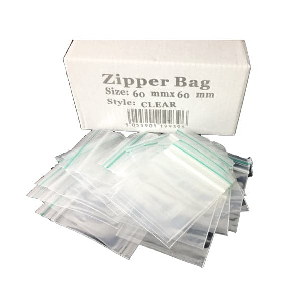 5 bolsas transparentes con cremallera de 60 mm x 60 mm