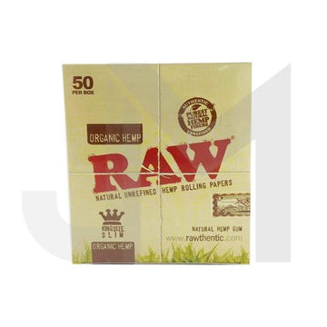 50 papéis de seda King Size Slim Raw Organic Hemp