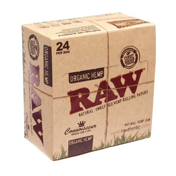 24 Raw Organic Hemp King Size Slim Papers + Dicas (Connoisseur)