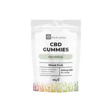 Bnatural 1200mg CBD de amplo espectro, gomas de frutas mistas - 30 unidades (COMPRE 1 E GANHE 1 GRÁTIS)