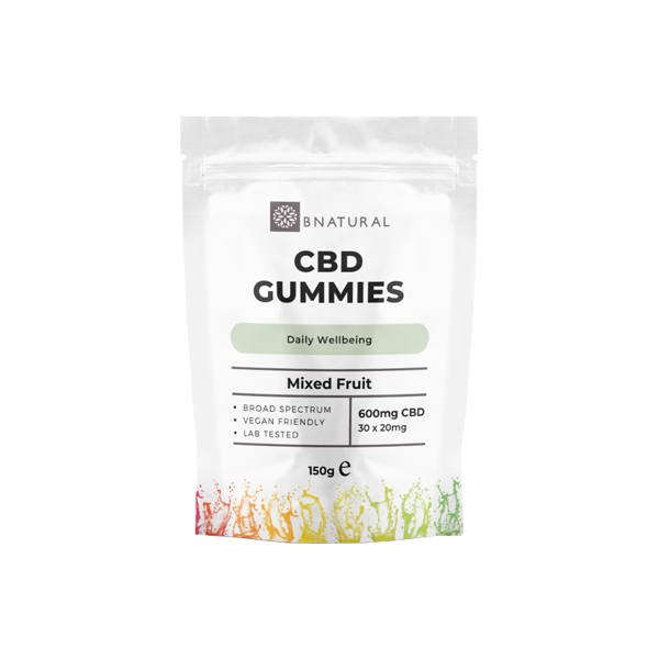 Bnatural 600mg CBD de amplo espectro, gomas de frutas mistas - 30 unidades (COMPRE 1 E GANHE 1 GRÁTIS)