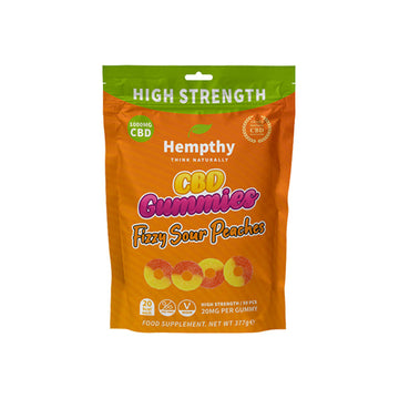 Hempthy 1000mg CBD Fizzy Sour Peach Rings Gomas - 50 Peças