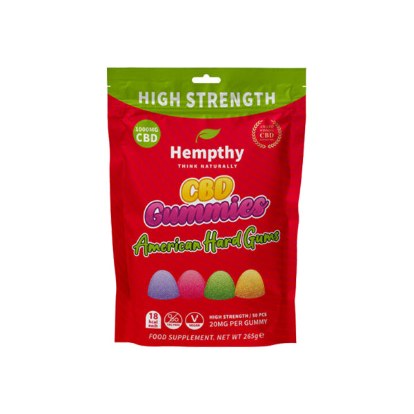 Gomitas duras americanas Hempthy CBD de 1000 mg - 50 unidades