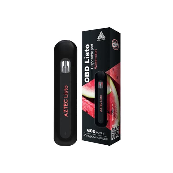 Bolígrafo vaporizador desechable Aztec CBD Listo de 500 mg de CBD: 1 ml, 600 caladas