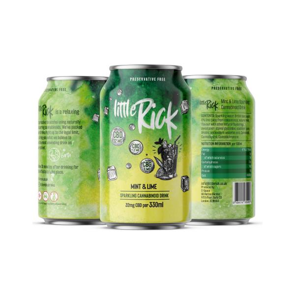 24 x Little Rick Drink 32mg CBD Sparkling 330ml Menta e Lima (COMPRE 1 E GANHE 1 GRÁTIS)