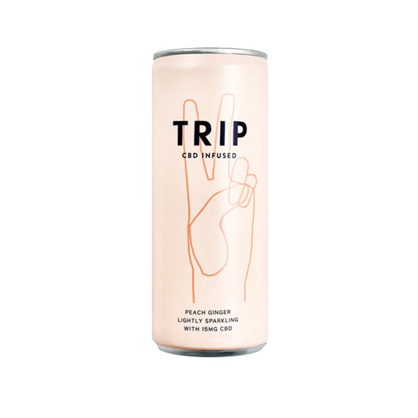 12 x TRIP 15mg CBD Infundido Bebida de Pêssego e Gengibre 250ml