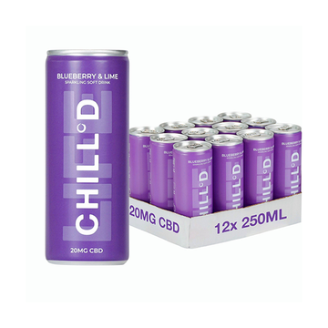 12 x CHILL°D 20mg CBD Espumante 250ml Mirtilo e Lima