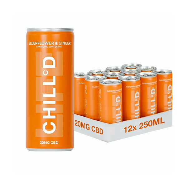 12 x CHILL°D 20mg CBD Espumante 250ml Flor de sabugueiro e gengibre