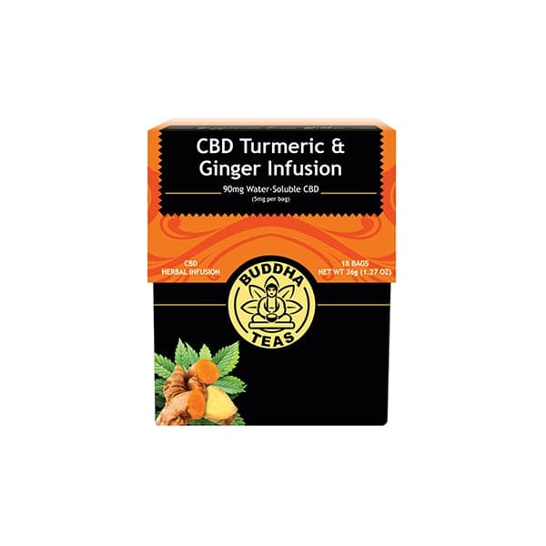 Buddha Teas 5mg CBD Tea Bags - Infusão de cúrcuma e gengibre