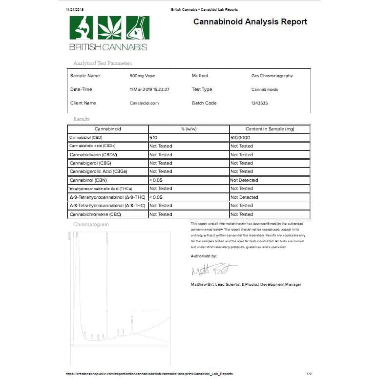 CBD por British Cannabis500mg CBD Vape E-líquido 10ml