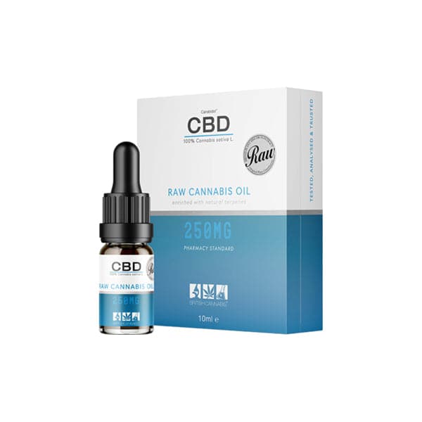 Gotas de aceite de cannabis crudo CBD de British Cannabis de 250 mg, 10 ml