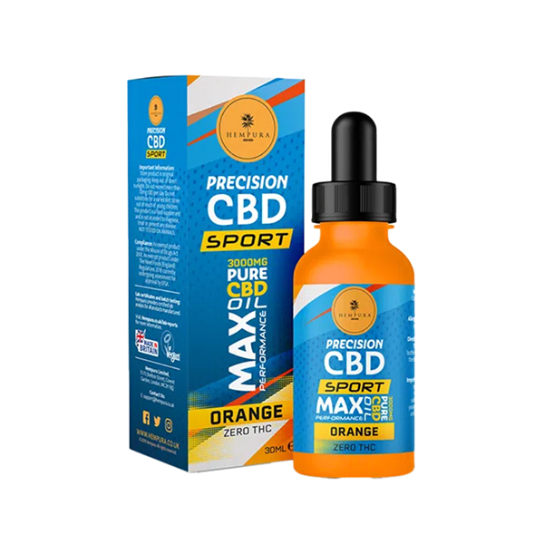 Hempura 3000mg Precision Sport CBD Óleo de amplo espectro com sabor de laranja - 30ml