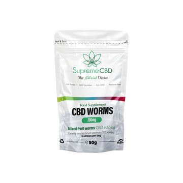 Bolsa sorpresa de gomitas con forma de gusano de CBD Supreme CBD 200 mg - 50 g