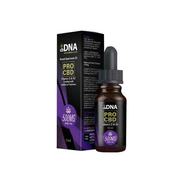 Aceite de CBD de espectro completo cbDNA de 500 mg + vitamina D y K2 - 10 ml