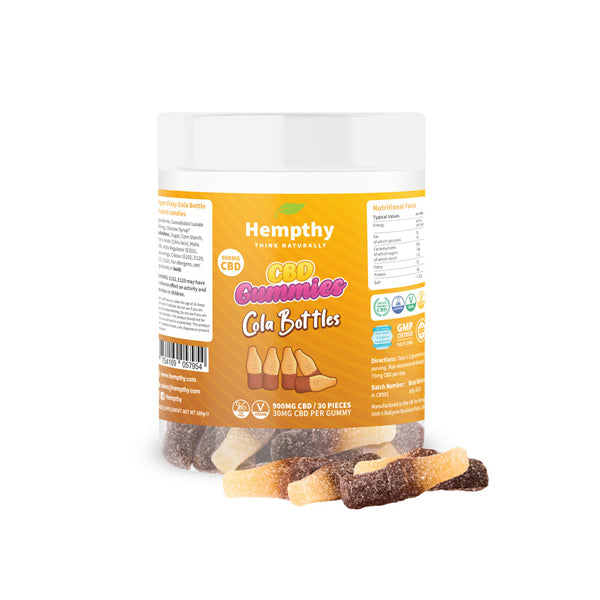 Botellas de cola con CBD de 900 mg de Hempthy (30 unidades)