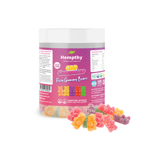 Ositos de goma efervescentes con CBD de 1200 mg de Hempthy (40 unidades)