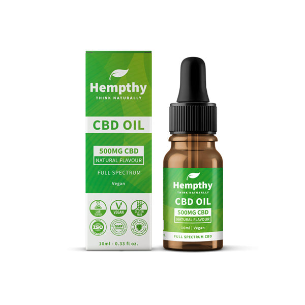 Aceite de CBD de espectro completo natural de Hempthy 500 mg - 10 ml