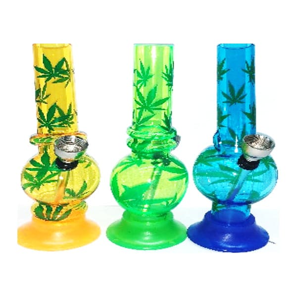 12 x Bongs acrílicos con diseño de hojas pequeñas - 9915SY