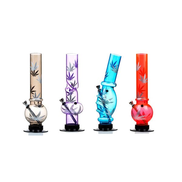 Bong acrílico mediano con diseño de hojas de 14" - FAP(9357)