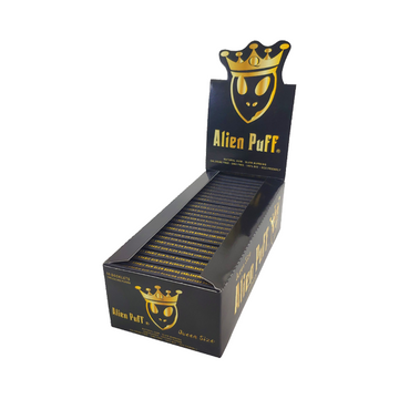 62 Alien Puff Preto e Dourado Queen Size Não Branqueado Marrom Papel de Seda