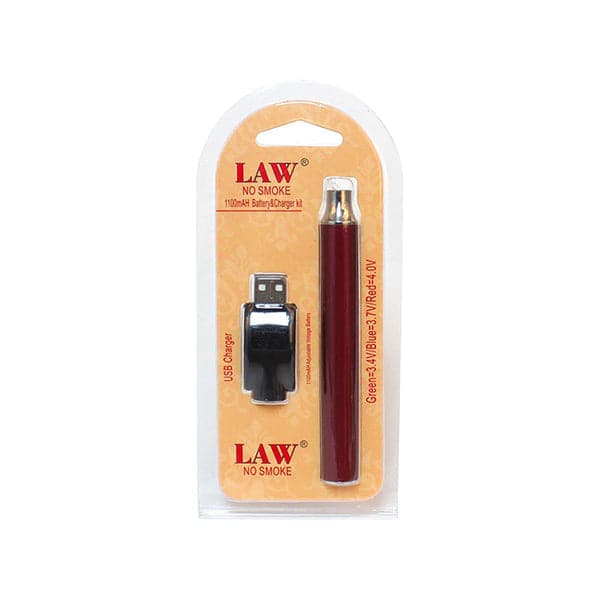 Bateria de vapor Law No Smoke 1100mAh e carregador USB