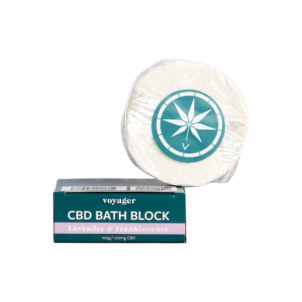 Bloque de baño de lavanda e incienso con CBD de 100 mg de Voyager (100 g)